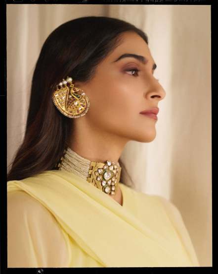 Sonam Kapoor shares pictures in yellow dress with unique jewellery on social media