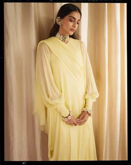 Sonam Kapoor shares pictures in yellow dress with unique jewellery on social media