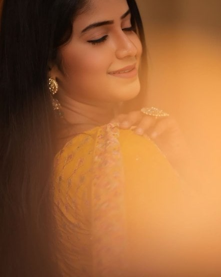 Savalyachi janu Savli fame actress Prapti Redkar shares pictures in yellow Anarkali Suit on social media