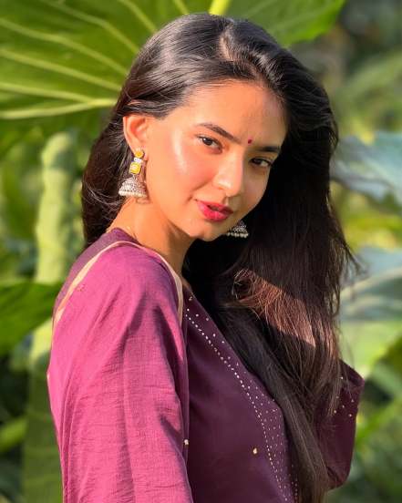 Actor Anushka Sen shares stunning pictures on social media in purple kurta set 