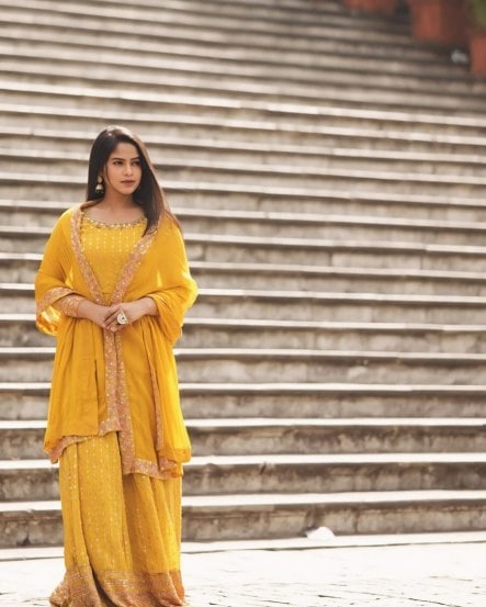 Savalyachi janu Savli fame actress Prapti Redkar shares pictures in yellow Anarkali Suit on social media