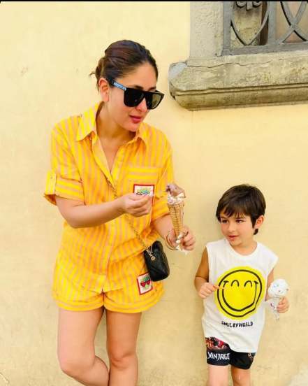 Kareena kapoor share son taimur photos sand says maa ki seva