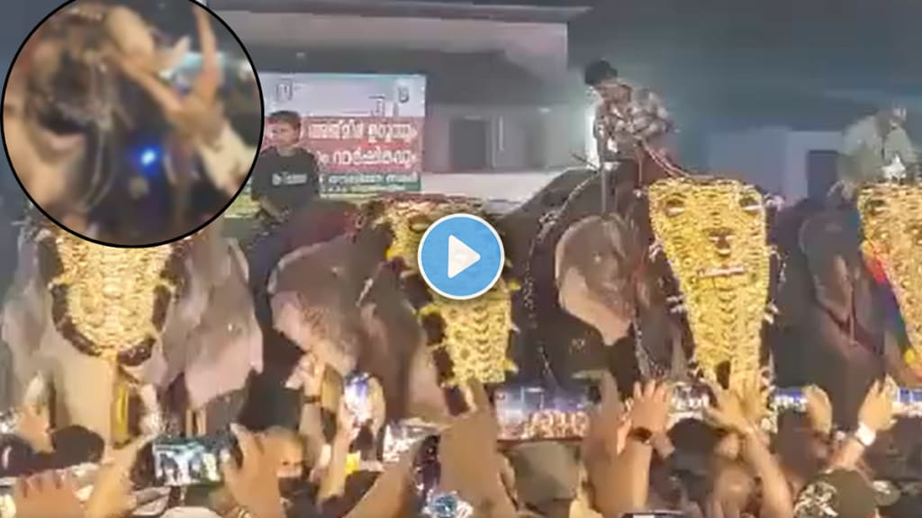 The viral video of the elephant attacking people is from the Puthiyangadi festival at BP Angadi mosque in Malappuram district