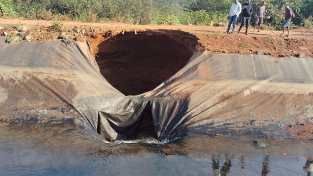 landslide in left main canal of Tilari Dam