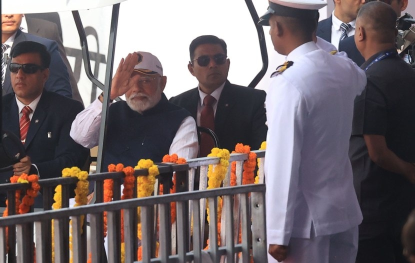 PM. Modi dedicated the three frontline warships Surat, Nilgiri and Vaghsheer to the nation on their commissioning at the Naval Dockyard in Mumbai on Wednesday morning.
