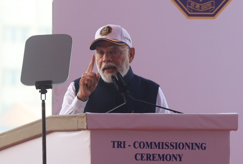 PM. Modi dedicated the three frontline warships Surat, Nilgiri and Vaghsheer to the nation on their commissioning at the Naval Dockyard in Mumbai on Wednesday morning.
