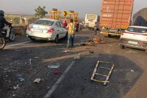 Container Truck Collides With Multiple Vehicles near the khambatki tunnel