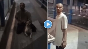 Mumbai borivali young mang assaulted stray dog on skywalk at borivali railway station shocking video viral