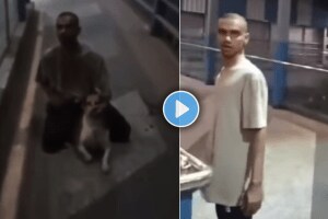 Mumbai borivali young man assaulted stray dog on skywalk at borivali railway station shocking video viral