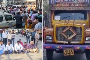 kalyan MNS citizens road agaitationTruck crushes mother, child