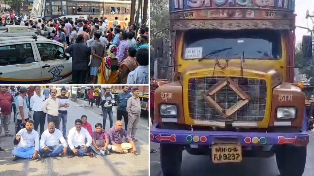 kalyan MNS citizens road agaitationTruck crushes mother, child