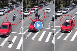 Car bike accident bike hit the car brutal accident video viral on social media