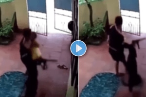 Shocking video of Dog saved girls life from kidnaper viral video on social media