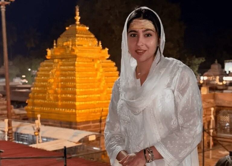 Sara Ali Khan visited Mallikarjuna Jyotirlinga, Sara Ali Khan Mallikarjuna Jyotirlinga darshan

