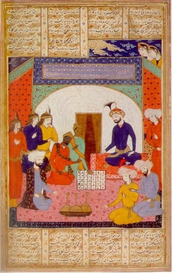 An illustration from a Persian manuscript “A treatise on chess” (Source: Wikipedia)