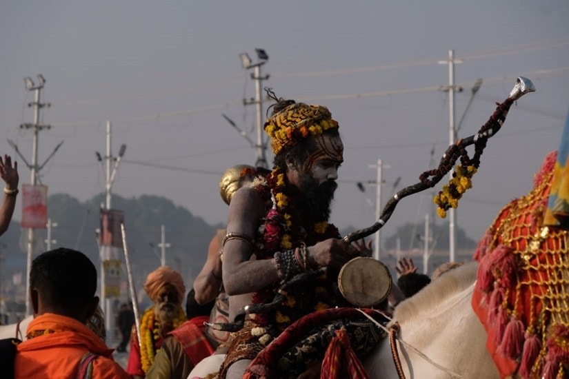 Devotees at Triveni Sangam