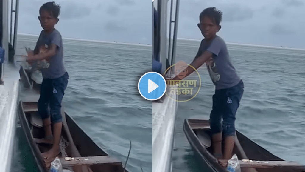 Emotional video of a kid selling coconuts from boat hardworking child video viral on social media