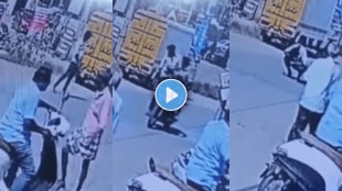 Man using mobile phone while road crossing police slapped him shocking video viral on social media