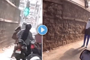 Puneri video young girl stopped bikes were using footpaths said to follow traffic rules video viral on social media