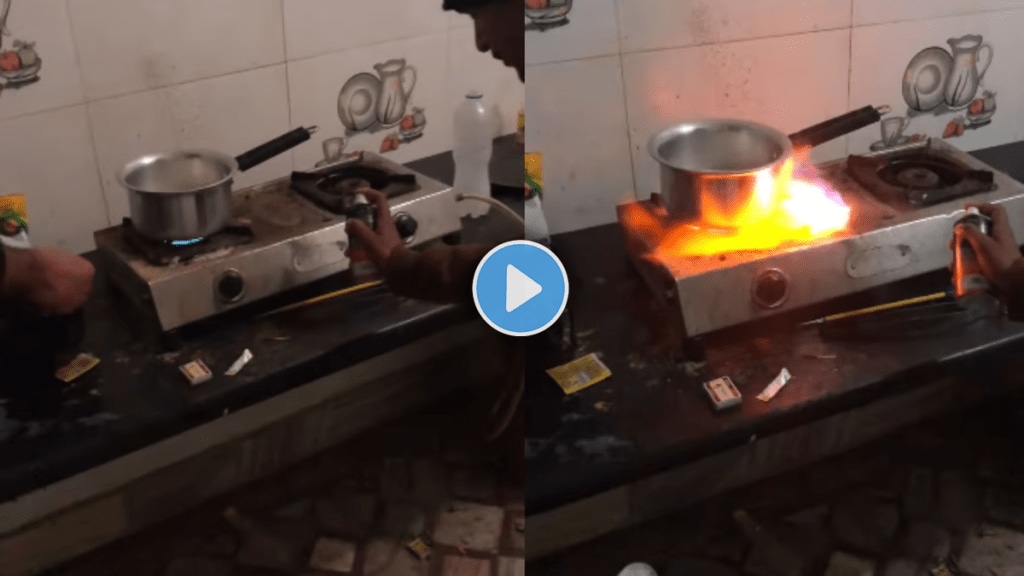 Horrible stunt man spray deodorant on gas stove scary video viral on social Media