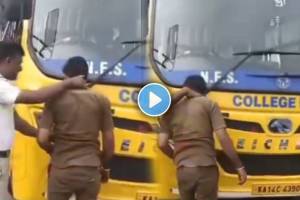 traffic police officer Gave Punishment to bus driver