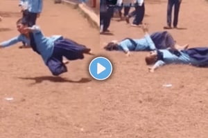 Shocking video of two female students did weird act in government school viral video on social media