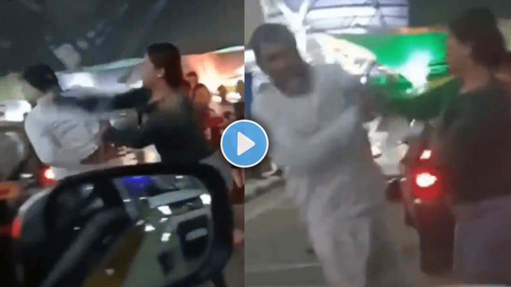 Fight video Woman abuses and beat ola cab driver for missing her flight at mumbai airport viral video