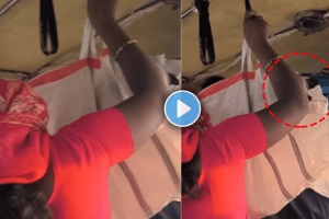 Viral video of a woman travelling in a bus with dog puppy