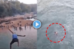 Shocking video of a young man died due to making a video while jumping into a river