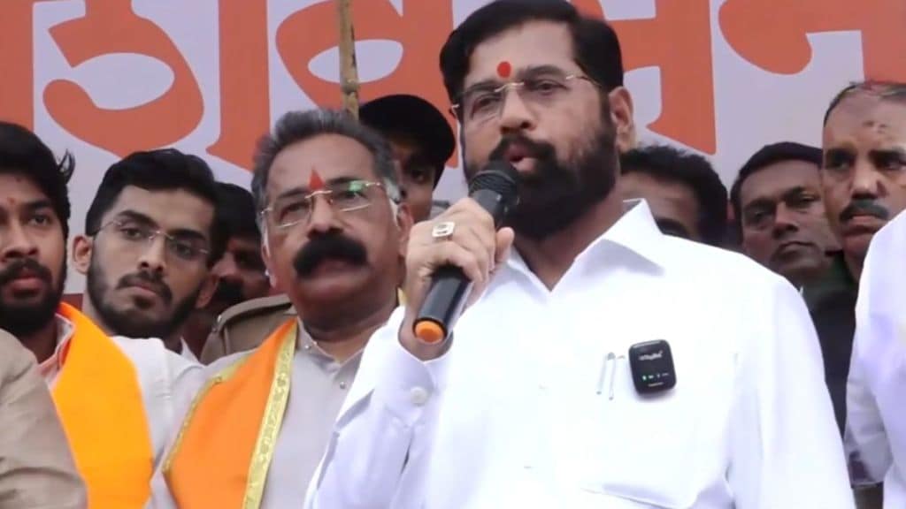 Eknath Shinde addressing the media, criticizing Uddhav Thackeray’s leadership while Rajan Salvi joins Shiv Sena.