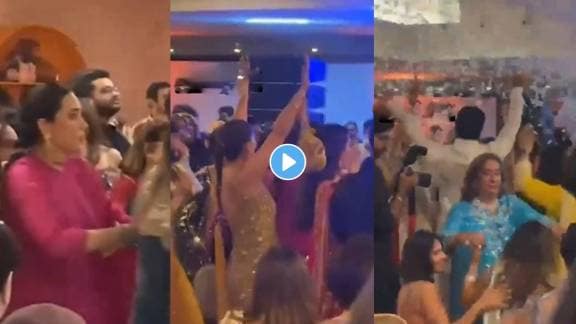 Kareena Kapoor Karisma Kapoor Ranbir Kapoor and alia bhatt dance in Aadar Jain-Alekha Advani Mehndi Ceremony