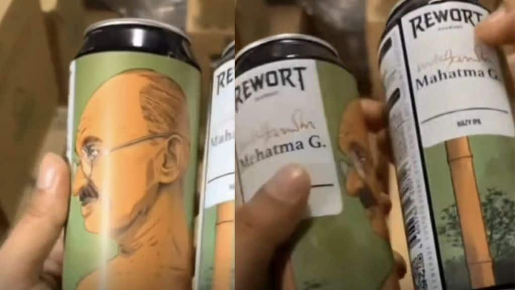 Mahatma Gandhi Photo On Beer Cans