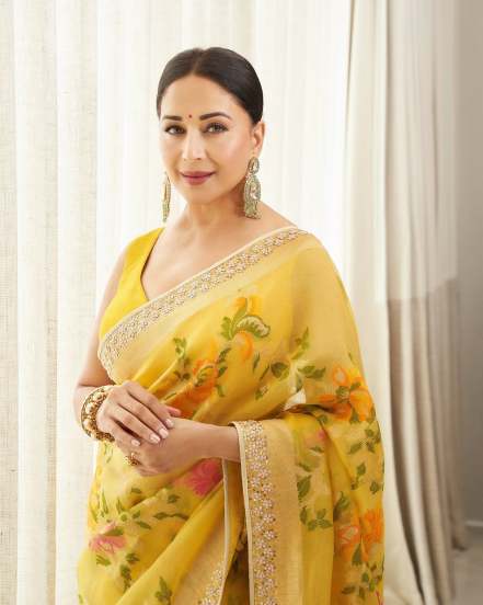 Madhuri Dixit White Saree Photoshoot