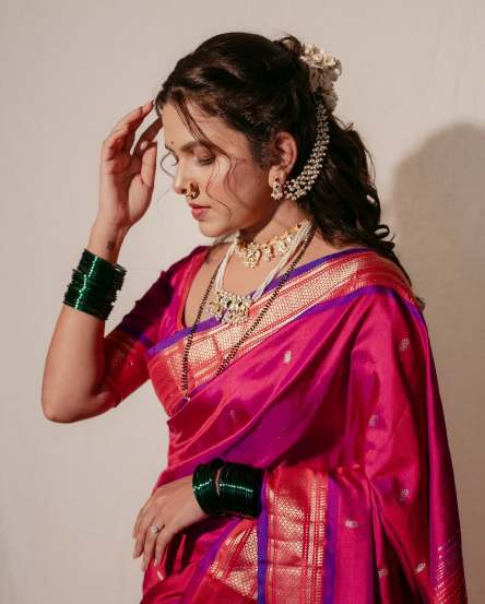 Mitali Mayekar Colourful Saree Look