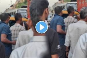 Shocking accident at vashi navi mumbai truck tyre burst on road video goes viral on social media