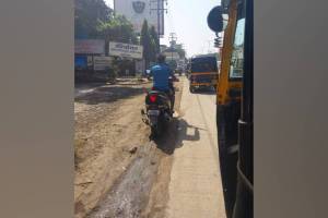 road lines of Shilpata road blocked