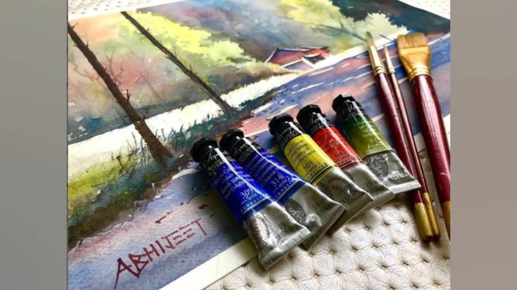 abhijit bahadare mechanical engineer shared that watercolor art benefits mental health positively