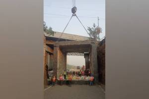 reconstruction of nilaje railway bridge was completed day early with minor works remaining