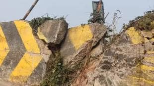 protective wall at the difficult bend in Bhoste Ghat on the Mumbai-Goa highway