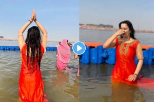 Marathi actress Prajakta Gaikwad visit maha kumbh mela 2025 in prayagraj