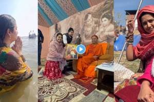 Marathi actress Prajakta Mali visit maha kumbh mela 2025 in prayagraj