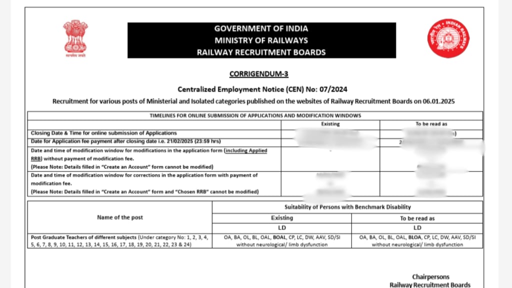 RRB recruitment 2025 application deadline extended again