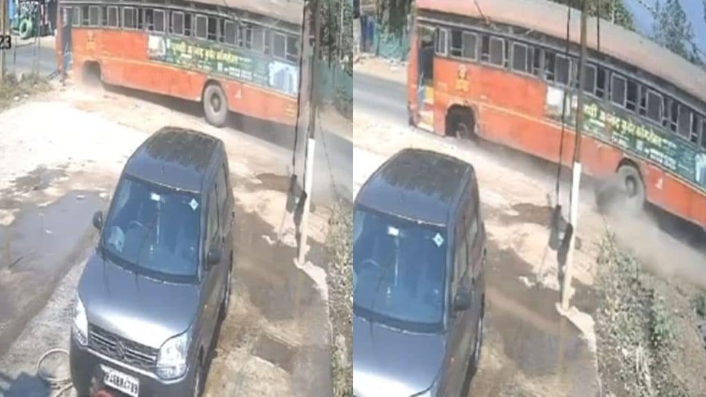 wheel of ST bus running on Vasai Vajreshwari route came off