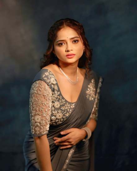 Shivali Parab Grey Saree Photoshoot