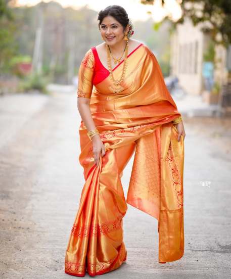 Shweta Shinde Orange Saree Look