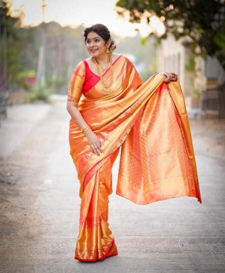 Shweta Shinde Orange Saree Look