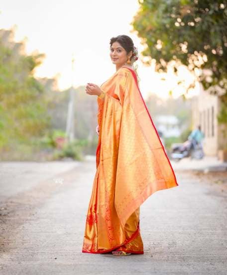 Shweta Shinde Orange Saree Look