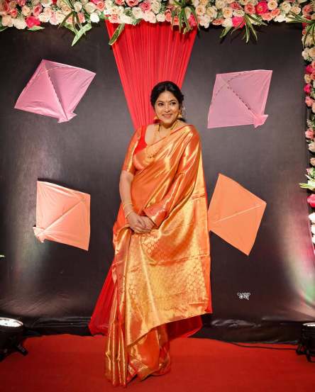 Shweta Shinde Orange Saree Look