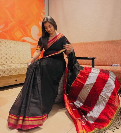 Marathi Actress Asmita Deshmukh shares pictures in black Irkal saree on social media