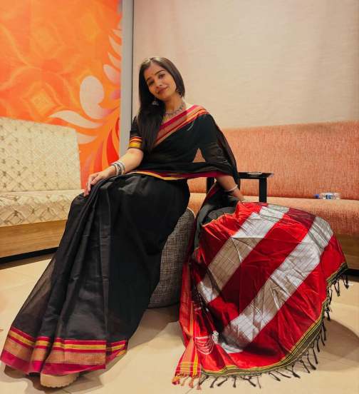 Marathi Actress Asmita Deshmukh shares pictures in black Irkal saree on social media